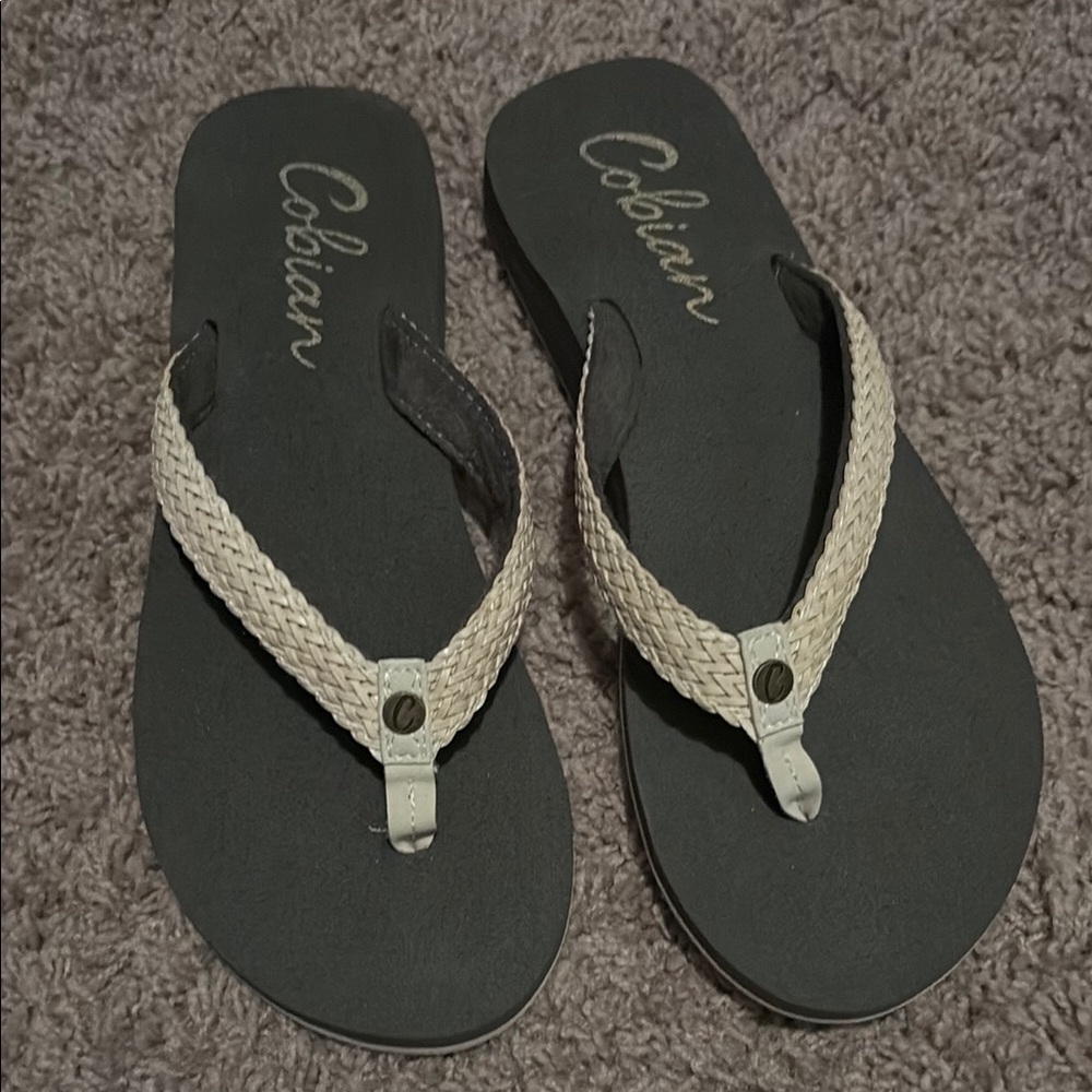 Cobian Black and Cream Flip Flops